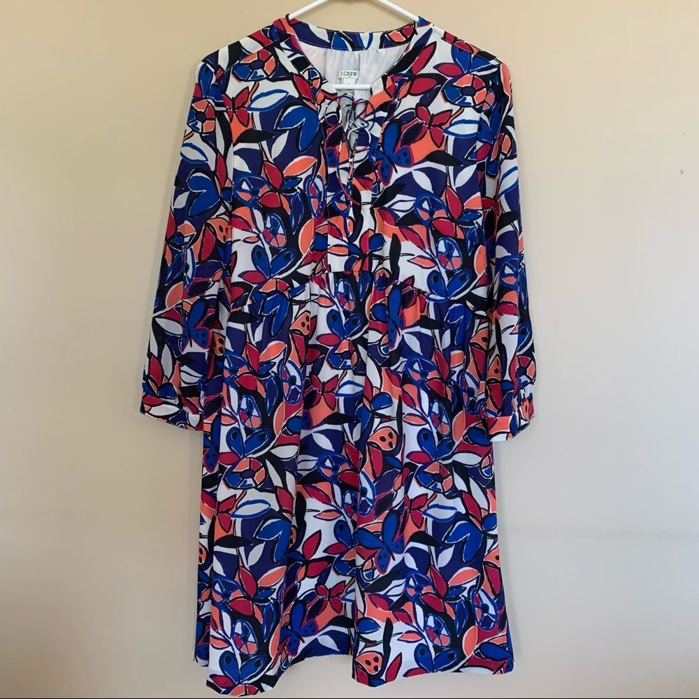 J. Crew Floral 3/4 Sleeve Dress